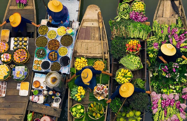 Asia mercados flotantes